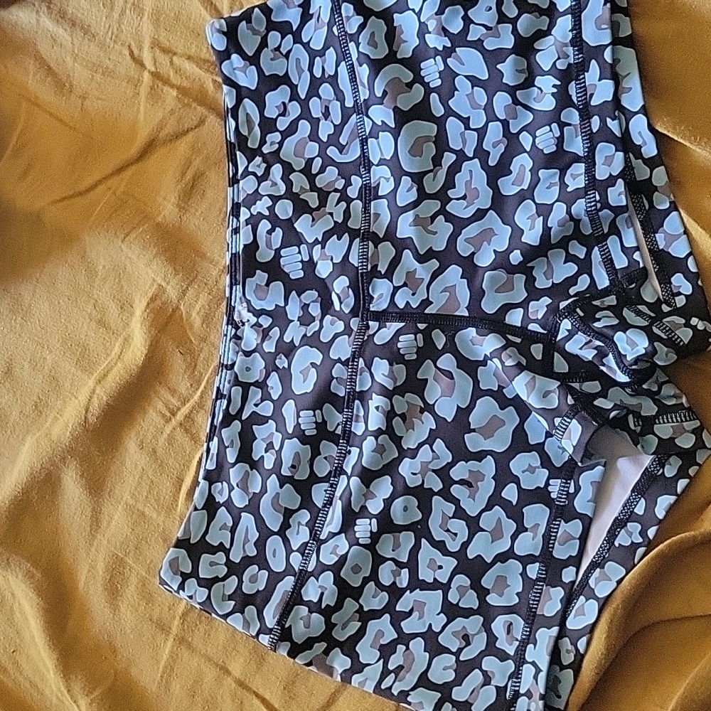 Feed Me Fight Me booty shorts blue leopard